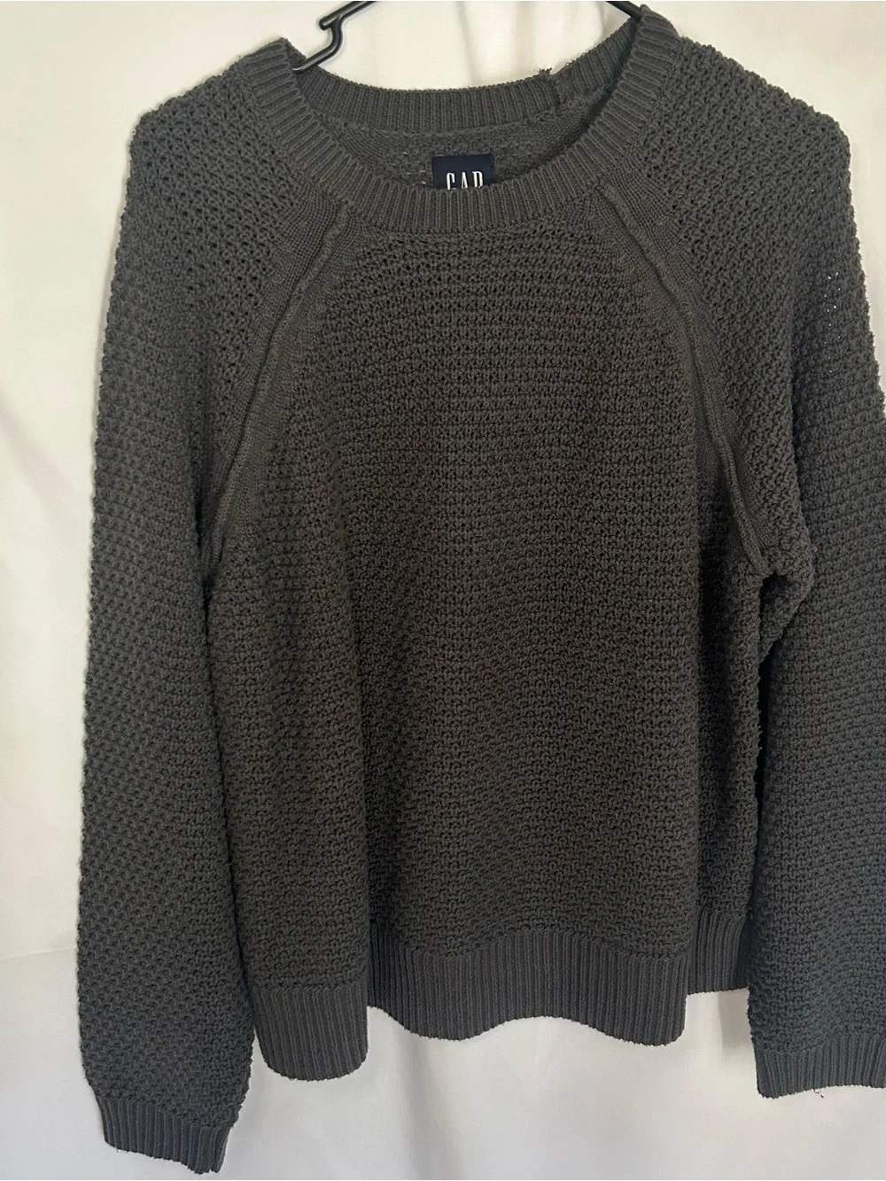 GAP Men's Charcoal Textured Crewneck Sweater